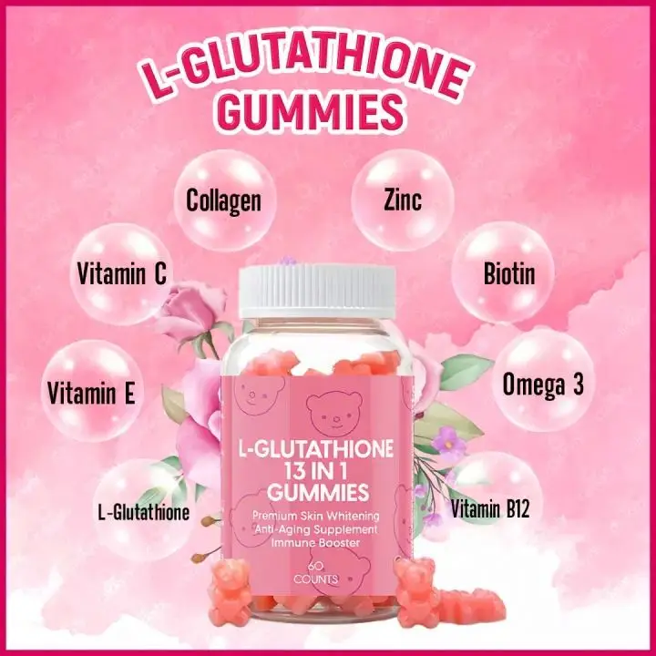 Hot-selling Beauty Private Brand Supplements L-Glutathione 13 in 1 Gummies Bear Biotin Collagen Skin Beauty Whitening Gummies an