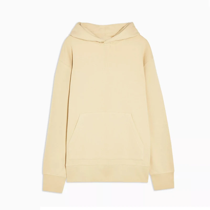 custom terry hoodie men pullover custom hoodie beige no drawstring hoodie sweatshirt