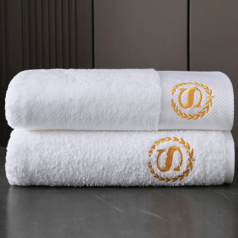 Оптовая продажа пользовательские полотенца с вышитым логотипом 100% хлопчатобумажная ванна роскошное белое 5-звездочное гостиничное полотенце