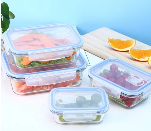 Custom Microwave Oven Safe Glass Food Container Leakproof Bento Lunch Box Meal Prep Storage Food Container