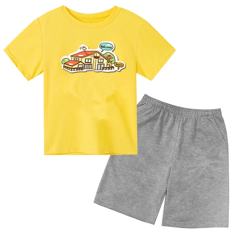 Little girls  boy baby t-shirt  children short sleeve t-shirts suits  kids  clothing sets 12m-6years