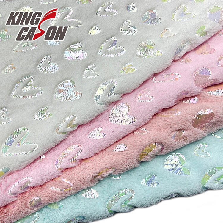 KINGCASON Super Soft Fluffy 100% Polyester Rad Pink Color Silver Foil Pv Plush Fur Faux Fur Fleece Fabric For Jacket Coat Dress