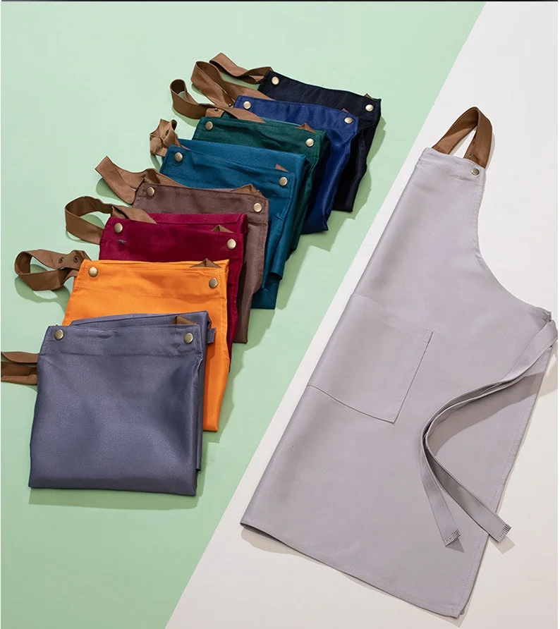 Lakuna Manufacturer Waterproof Oil Resistant Customized Apron for Household Kitchen Hanging Neck Sleeveless Apron