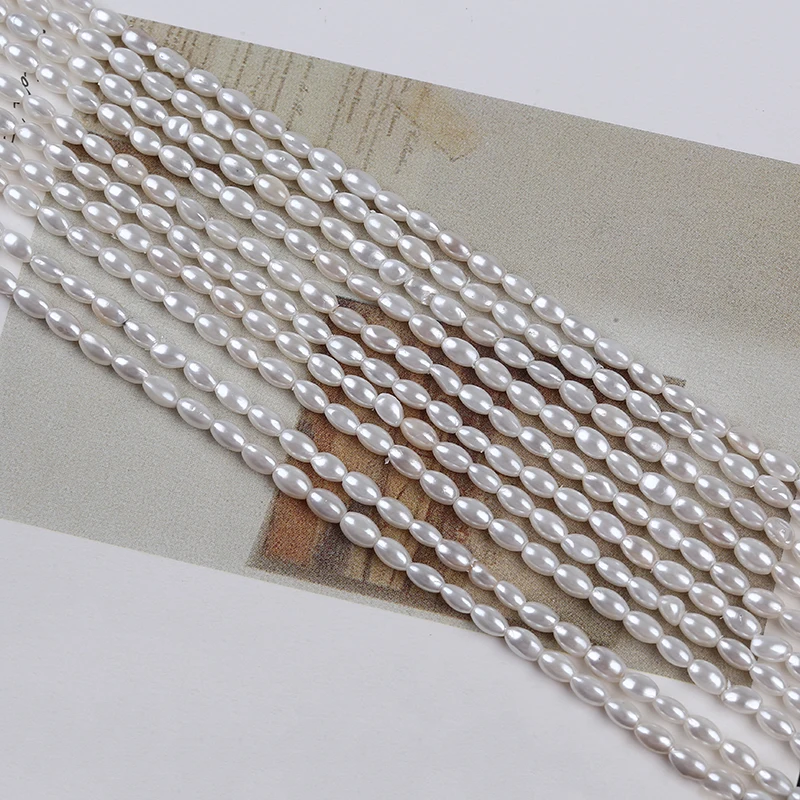 3mm Shell Of Rice Pearl Natural White Beads For Jewelry Making