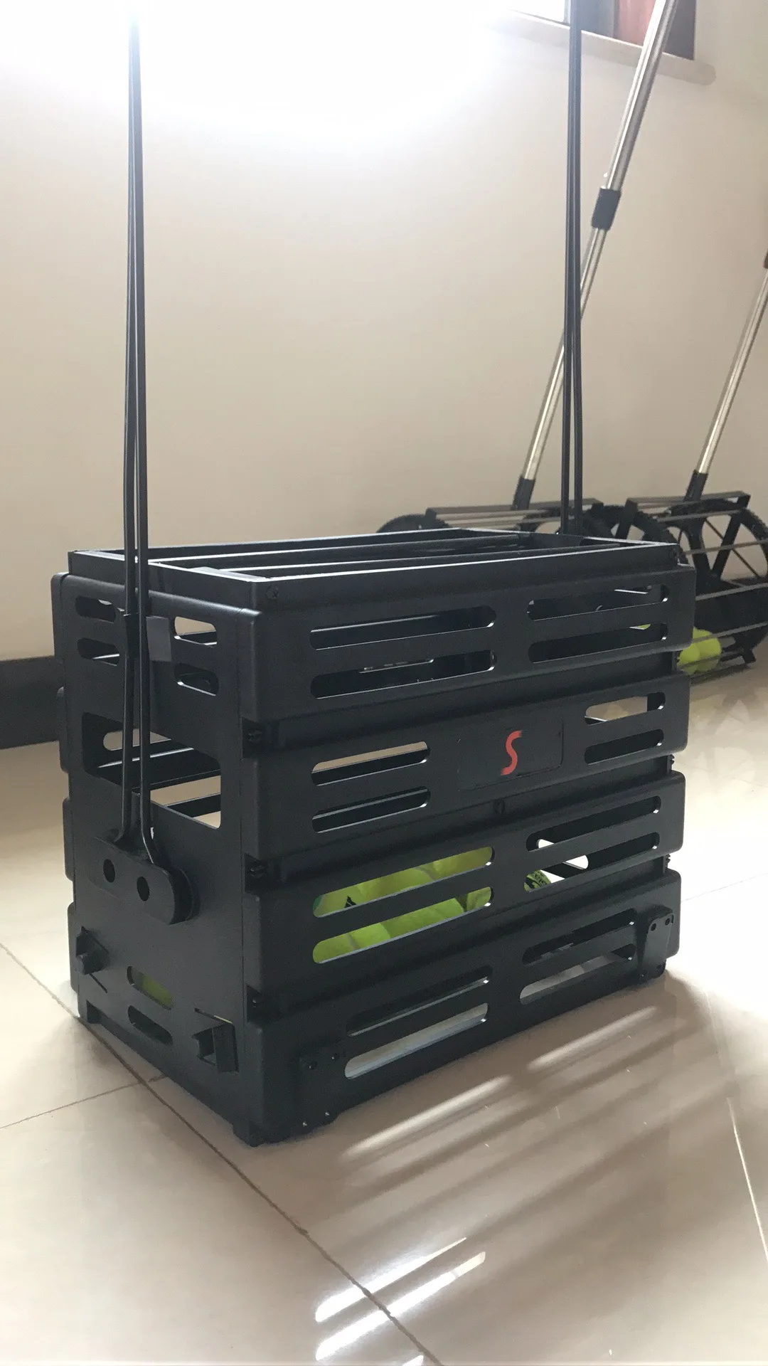 Large Capacity Multifunctional Adjustable Plastic Tennis Cart Tennis Basket