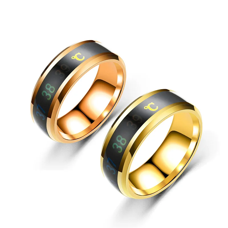 Stainless Steel Temperature sensing King Queen Ring For Men Women Couple Jewelry R023