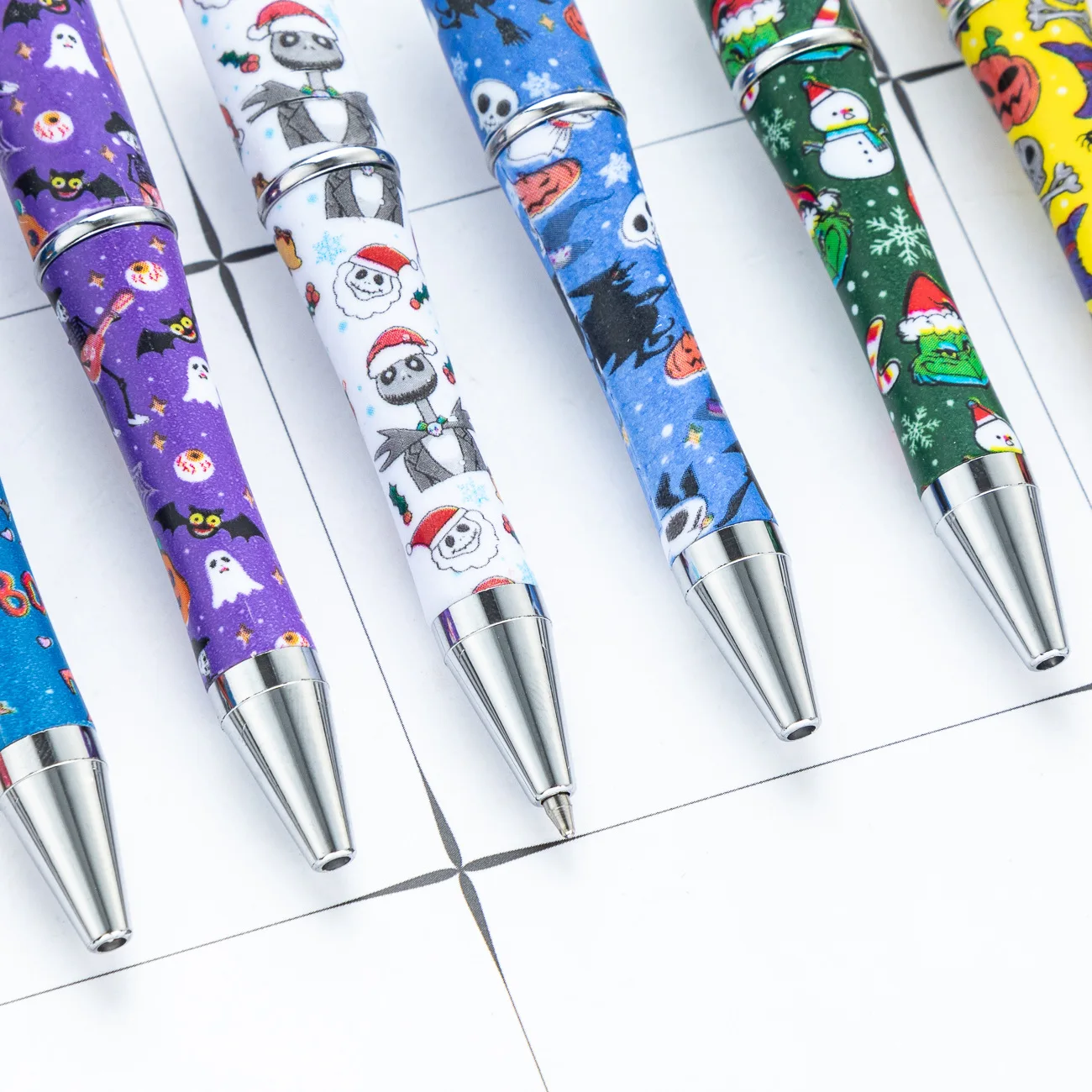 Personalized Christmas Beadable Pens - Bulk Black Ink Ballpoint DIY Pen for Teachers, Students, Office Supplies