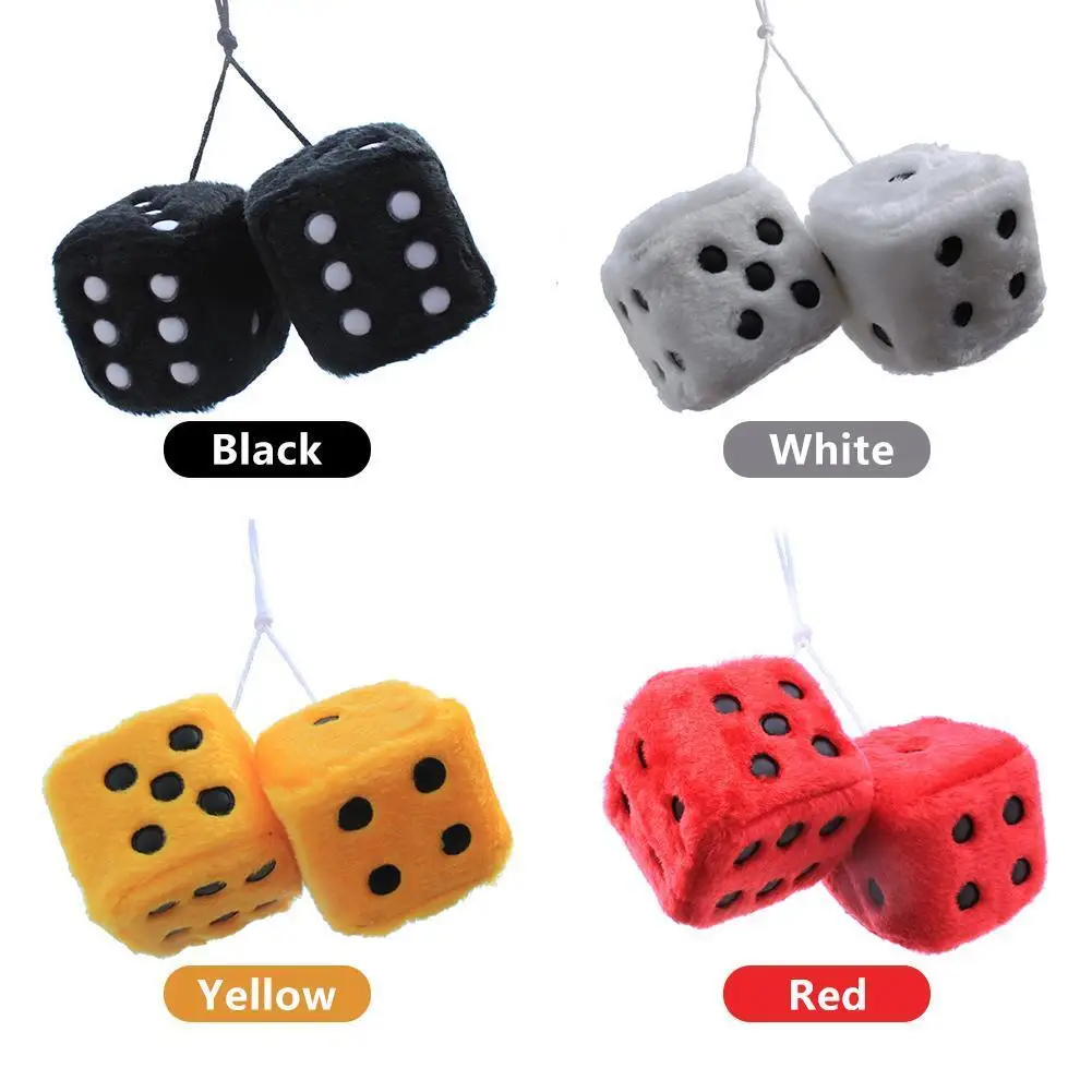 Car Pendant Colorful Plush Dice Craps Automobiles Rear View Mirror Charms Hanging Suspension Ornaments Desk Home Decoration