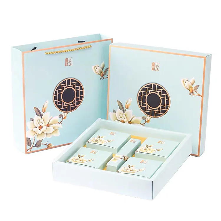 Chinese Mid Autumn Day 4-6 Dividers Gift Decorative Cheese cake Moon Cake Cupcake Paper Muffin Box