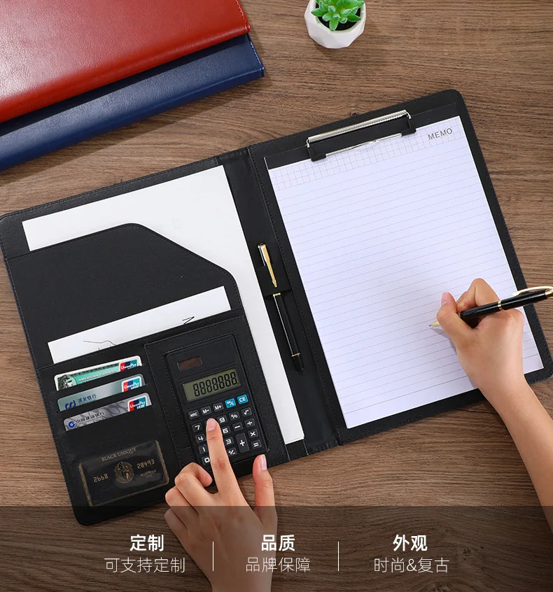 Business Man File Folders Multifunctional File Storage Free Calculator Office Supplies Organizer Manager Document Pads Briefcase