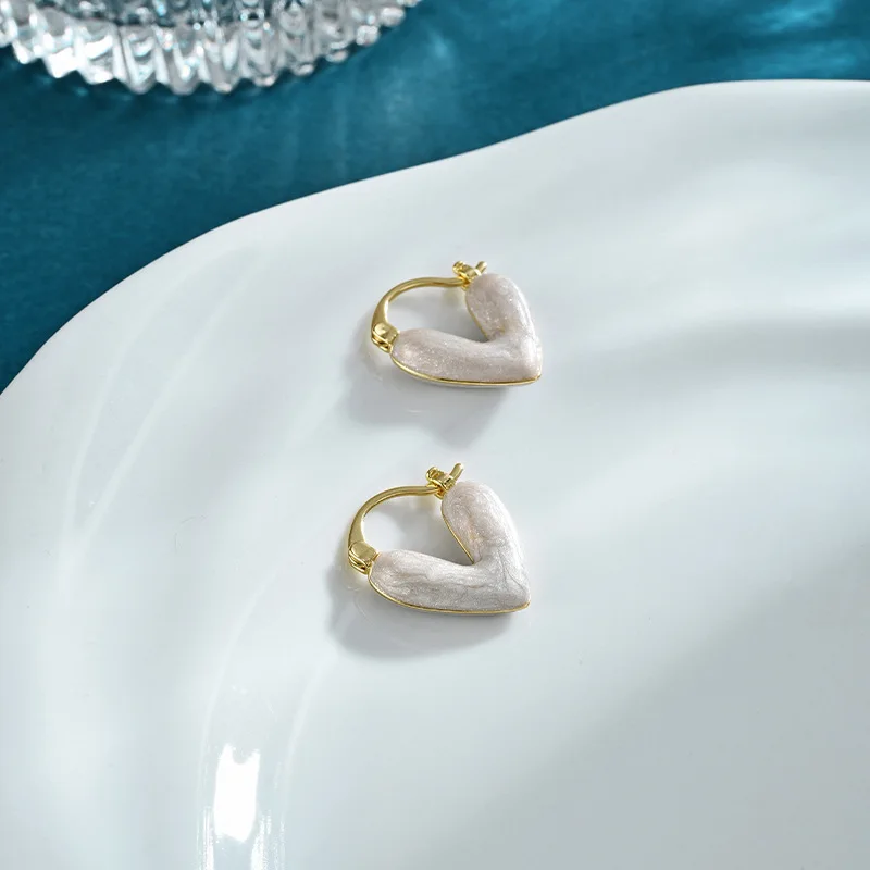 High Quality Designer Jewelry Fine Fashion Earrings Colored Love Heart Pendant Earrings