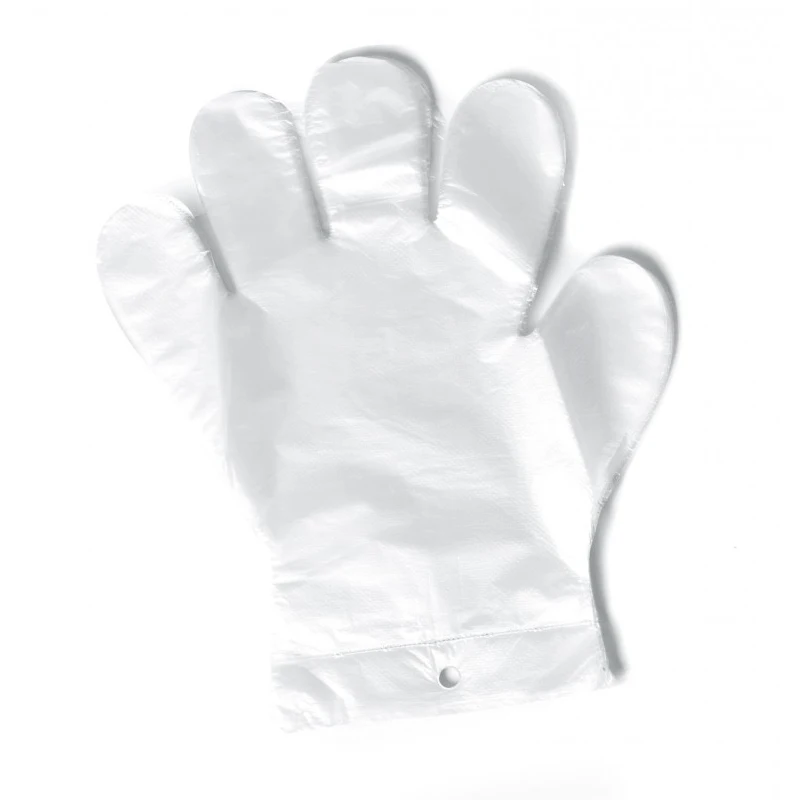 HDPE Foil Plastic Gloves for Food Safe Food Handling Cooking Disposable Transparent Gloves with Hole