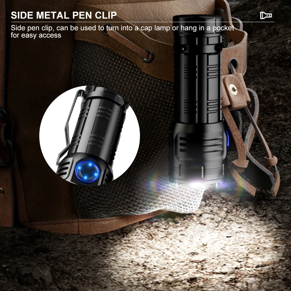 Asafee Factory Small Flashlight 3000lumens 8PCS XPG Rechargeable Aluminum Alloy Powerful flashlights torches