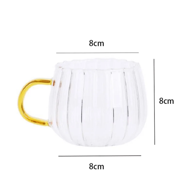
11oz High Borosilicate Glass Cup Pumpkin Stripes Glass Cup Glass Mug With Handle 