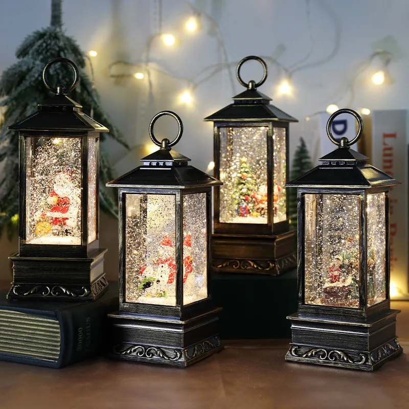 Hot Selling Snow Globe USB /Battery Christmas Ornament Musical Box Lantern With Light
