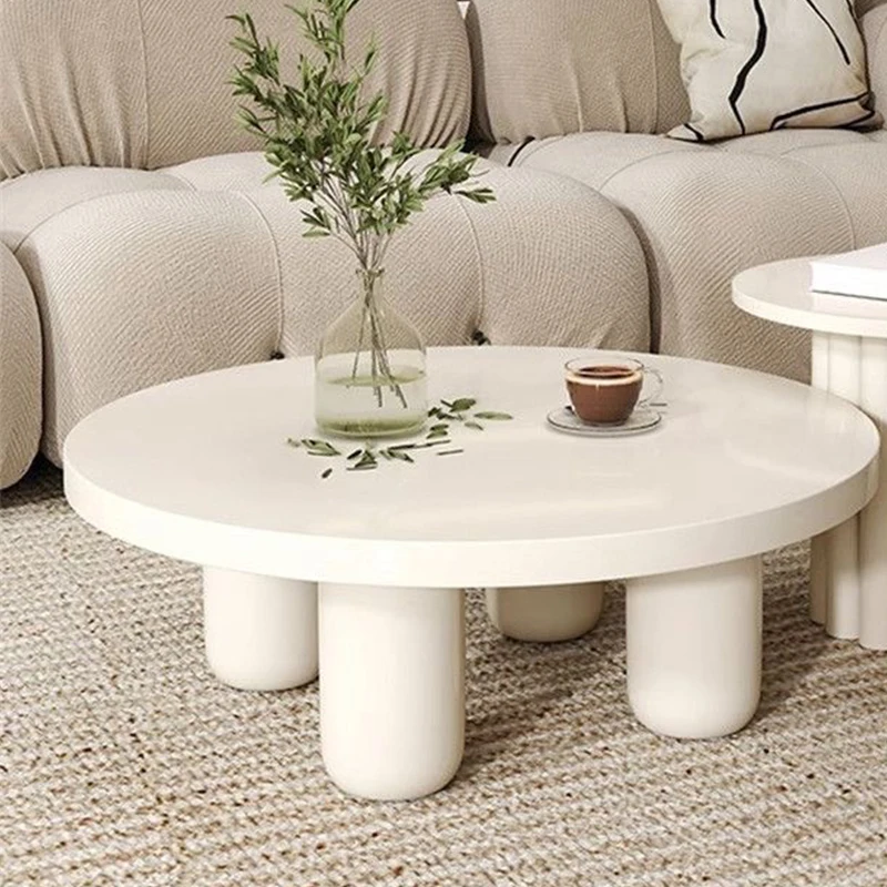Round Tea Table Modern Luxury Coffee Table Living Room Wood White Small Side Coffee Table