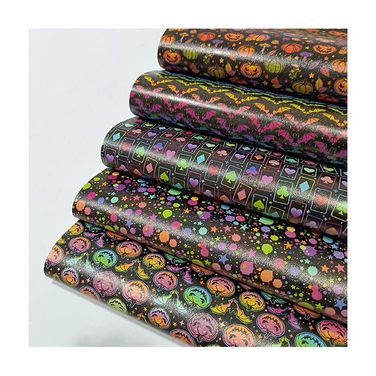 Custom Faux Leather Fabric Synthetic Faux Leather Printed Leather Vinyl Fabric for Hair Bow and Bags