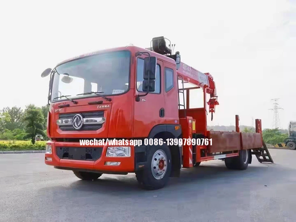 CLW Group Crane Truck Manufacturer Supply Guaranteed 100% DFAC D9 Flatbed Truck Mounted Crane/Cargo Truck For Sale