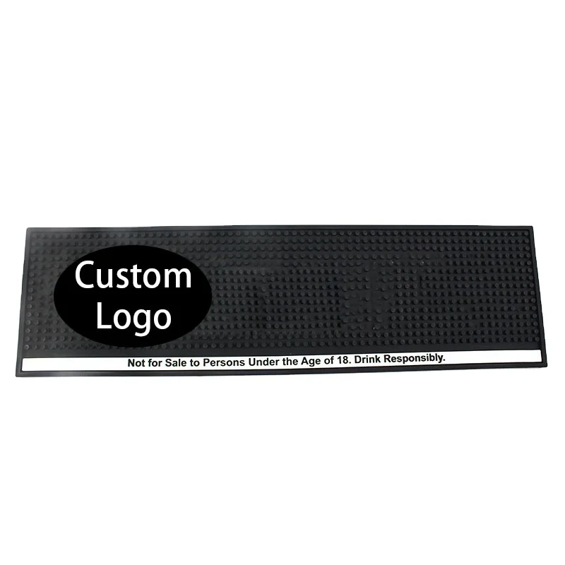 OEM Custom Anti-Slip Spill Mat Square Soft PVC Silicone Rubber Bar Accessory for Drinks Beer Cocktails Wine