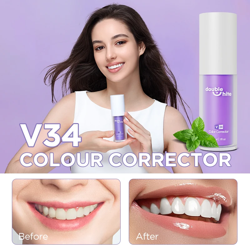Double White v34 color corrector purple toothpaste  teeth whitening products