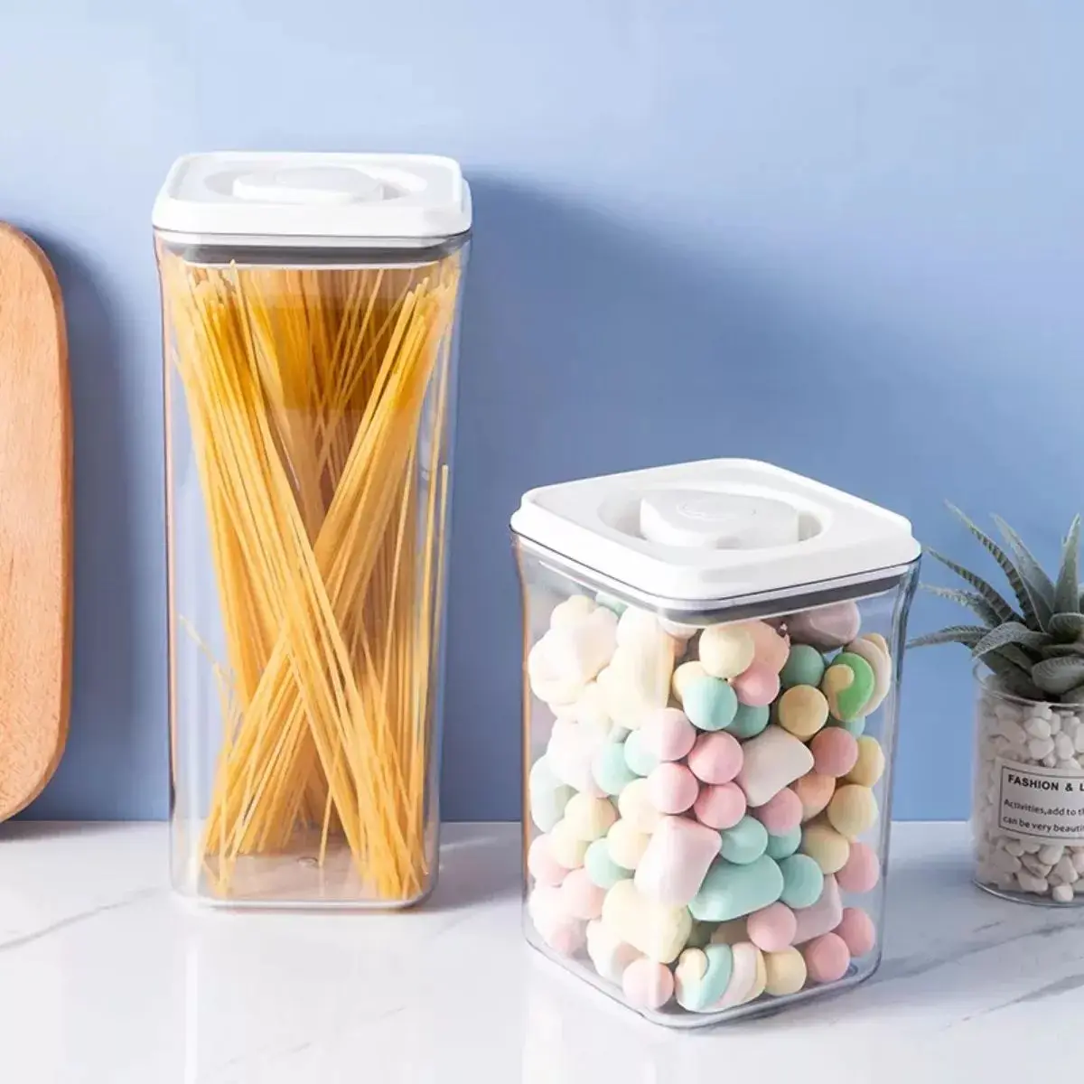 2400ml BPA Free Plastic Airtight Food Storage Container Set Leakproof Sealed Coffee Bean Jar Dry Candy Cookie Sugar Storage Food