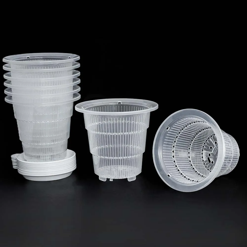 Прозрачный цветочный горшок для орхидеи, пластиковый горшок, дышащий плоский цветочный горшок для орхидеи