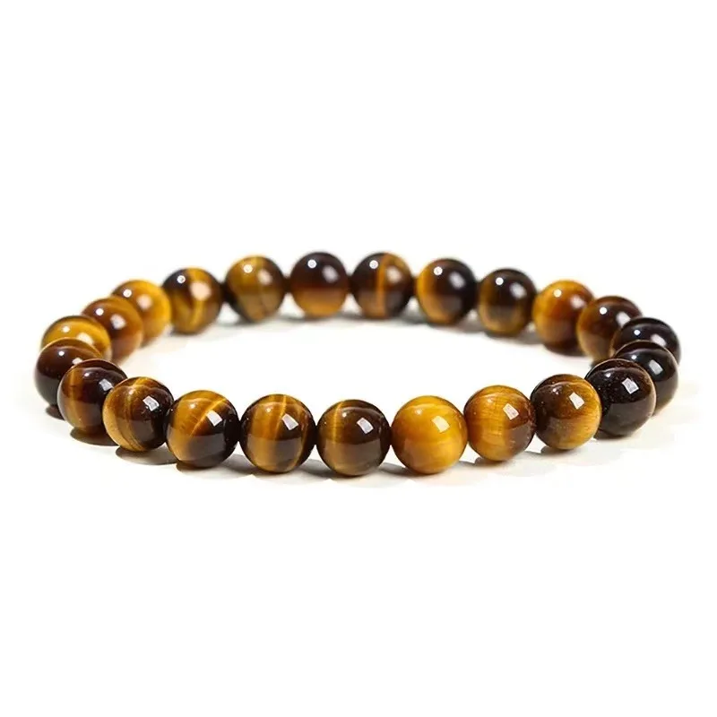 High Quality Gemstone Round Bead Adjustable Bracelet 6mm 8mm 10mm Natural Stone Tiger Eye Beaded Bracelet for Men Women Gift
