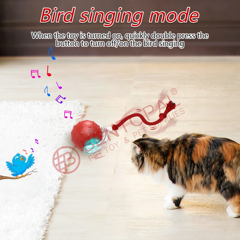New Design Interactive Smart Cat Toy With Tail Accessories Fast Rolling on Carpet Chirping & Motion Activate Cat Toys