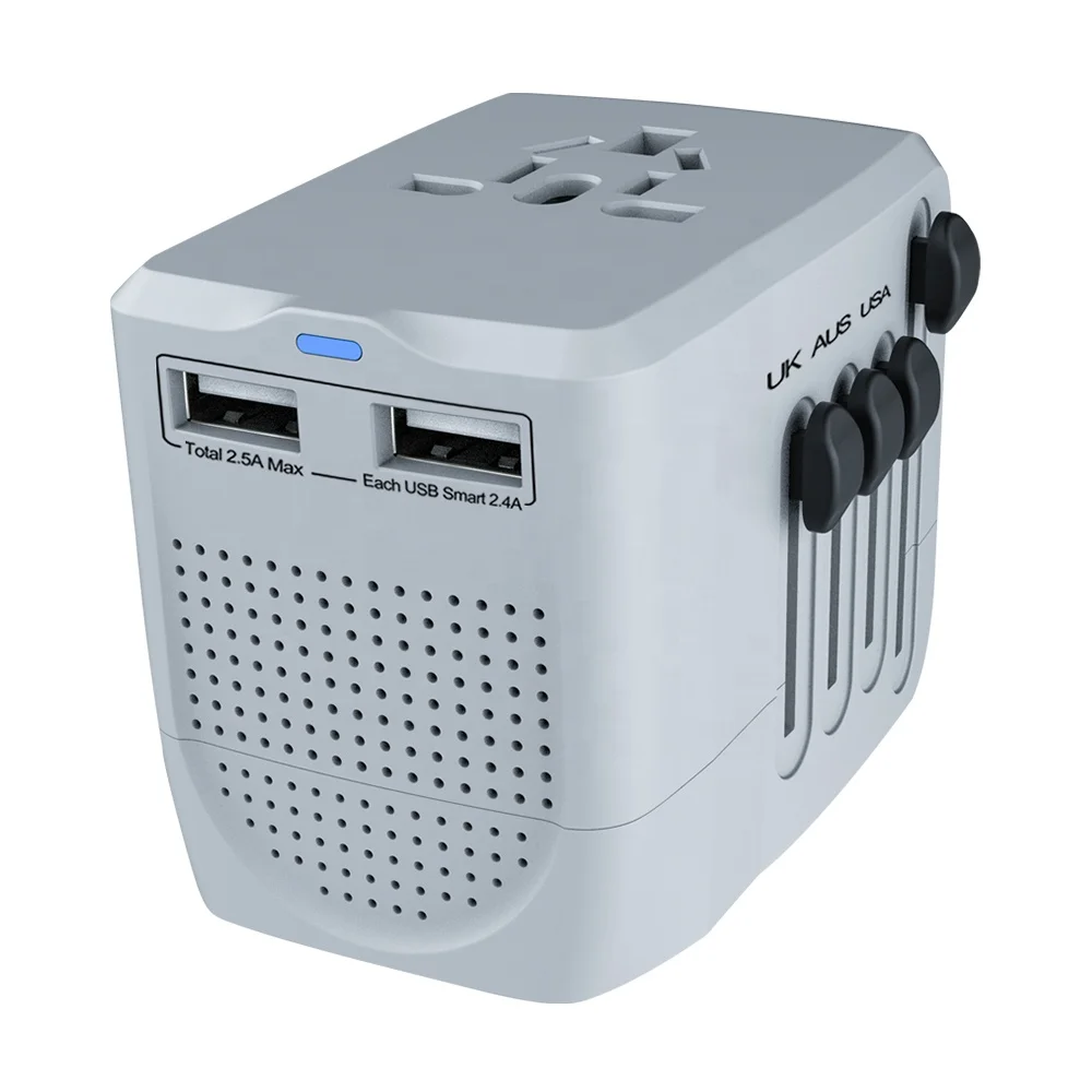 Wholesale CE Universal Power Step Down 220V to 110V Voltage Converter 2 USB International Travel Adapter