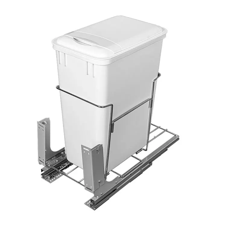 Factory Kitchen Cabinet Classification Organizer Built In Rectangular Waste Bin Pull Out Waste Bin Storage Basket