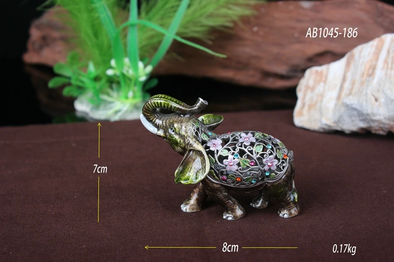 YI SHANG BAO   Handmade enamel painted cute animals exquisite elephant accessories jewelry box