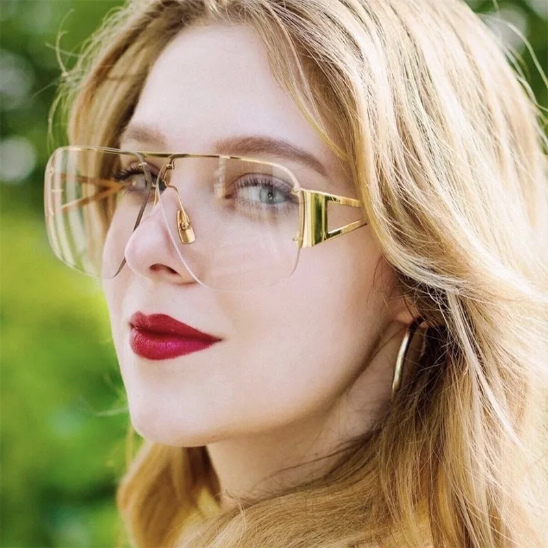 2024 Trendy Square Aviation Retro Custom Logo Sunglasses Metal Rimless Frame Square Gradient Colorful Men Women Sunglasses