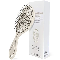 Natural Organic Wheat Straw Detangler Brush Custom Logo Curly Smooth Eco Friendly Curved Vented Detangling Hair Brush