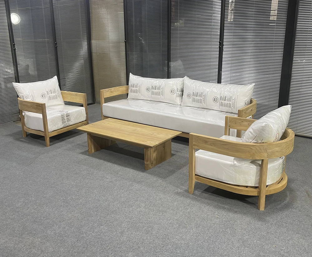 Defaico 2024 Modern Premium Teak Lounge Chair Luxury Balmain Teak Outdoor Furniture Set for Patio