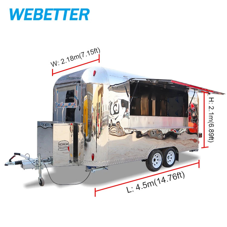 WEBETTER Fast Food Truck Kebab Mobile Kitchen Catering Trailers Pizza Coffee Cart Imbisswagen Foodtruck Airstream Food Trailer