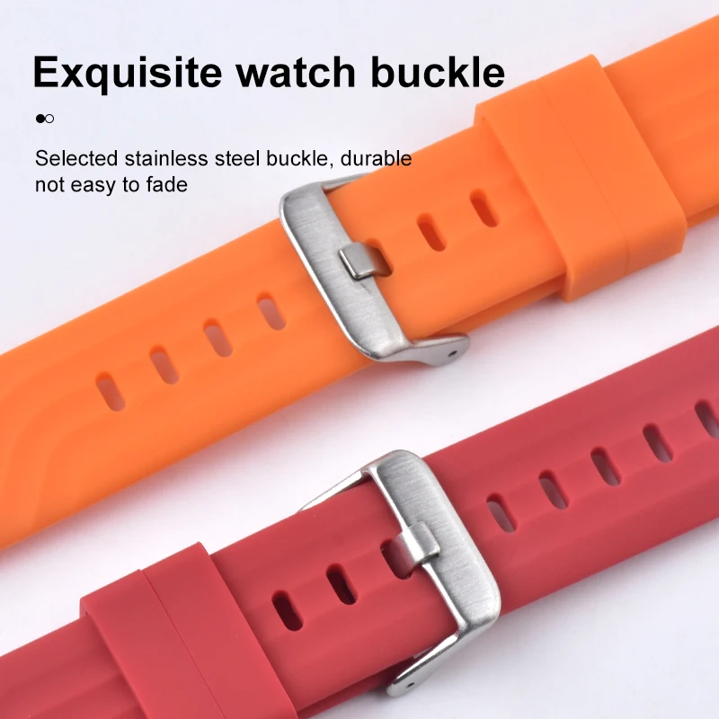 Fashion 2024 In Stock 18/20/22mm Water Sweat Resistant Silicone Band Soft Comfortable Wristwatch Band