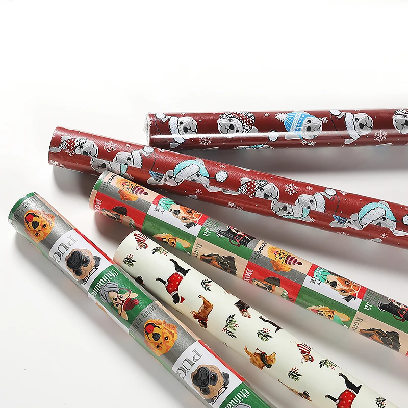 Customizable Christmas cartoon designs Offset Embossing Printing Gift Wrapping Paper