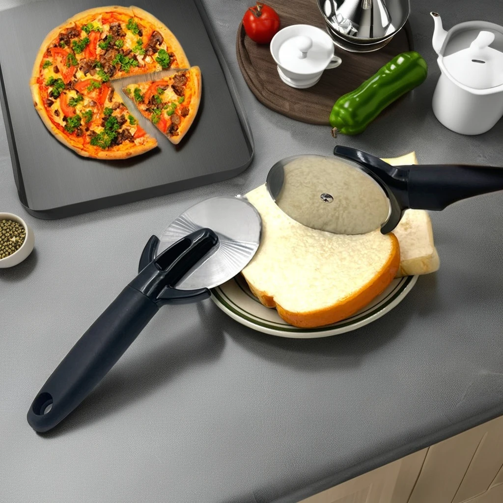 9cm Pizza Knife Stainless Steel Pizza Shovel Cutter Home Kitchen Pizza Tools Indoor Round Cake Knife With Lid