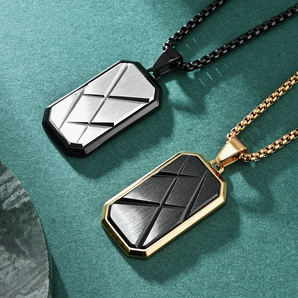 Hip Hop Punk Scratch Trendy Plated Waterproof Tarnish Free Stainless Steel Pendant Fashion Jewelry Necklaces Mens Man