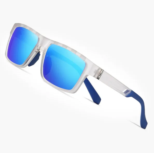 New Unisex Blue Square Frame Polarized Sunglasses Air Holes UV400 Optical Casual Sports Sunglasses Men Women Dazzling Design