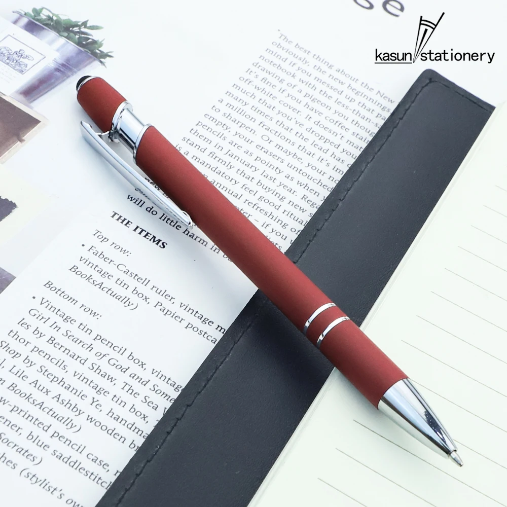 Click Rubber Ballpoint Pen Business Metal Stylus Pen Comfortable grip  Gift pen custom color logo