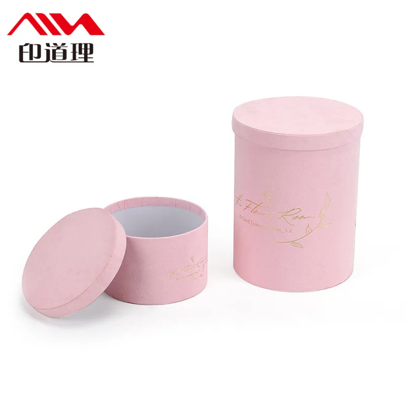 2023 New Hug Bucket Small Pure White Pink Cardboard Round Cylinder Flower Box For Bouquet Packaging
