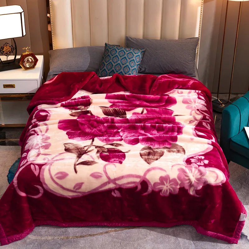 2023 Raschel Blanket Double Thick Double Warm Coral Single Bed Blanket For Winter 200*230CM 8KG