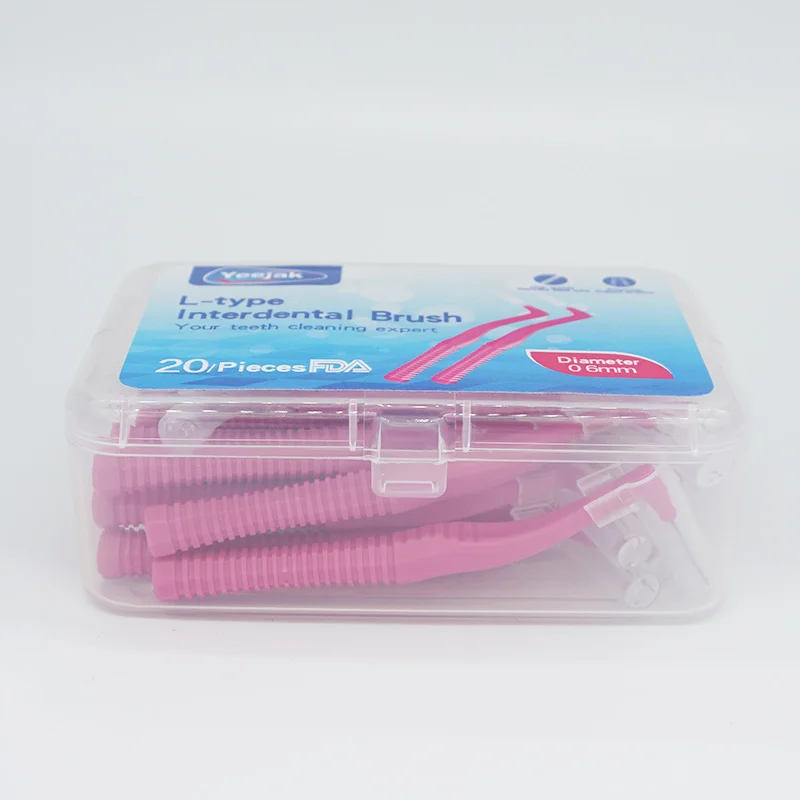 Factory Price Ortho Oral Cleaning Toothpick Care Oem  LShape Toothbrushes Angle Interdental Brush For Braces 160pcs 0.6mm