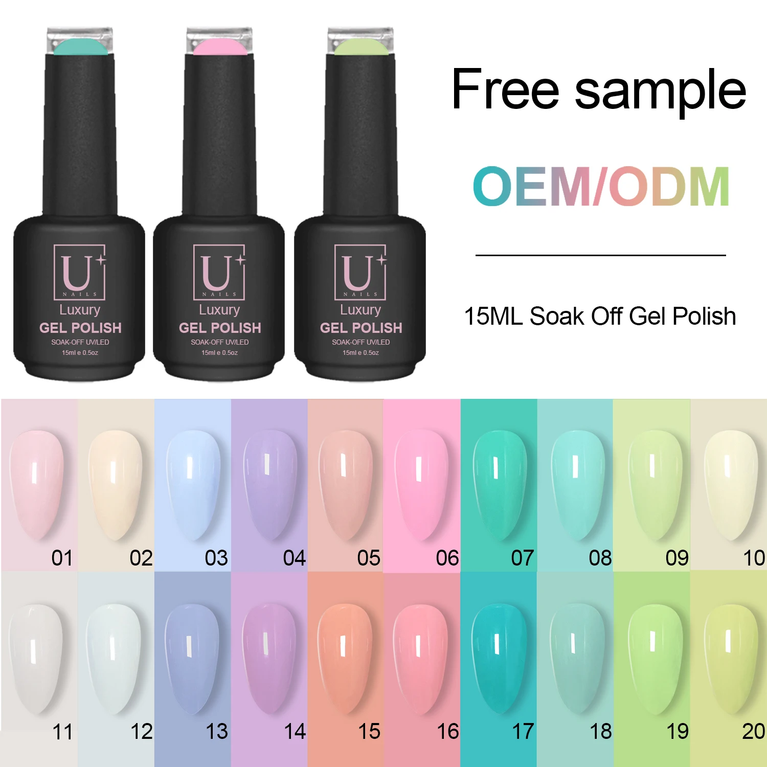 OEM Custom logo Gel Polish 7.3/12/15 ml Bottle Jelly/Cat Eye Color Primer Nails Long Lasting Top Coat Uv Nail