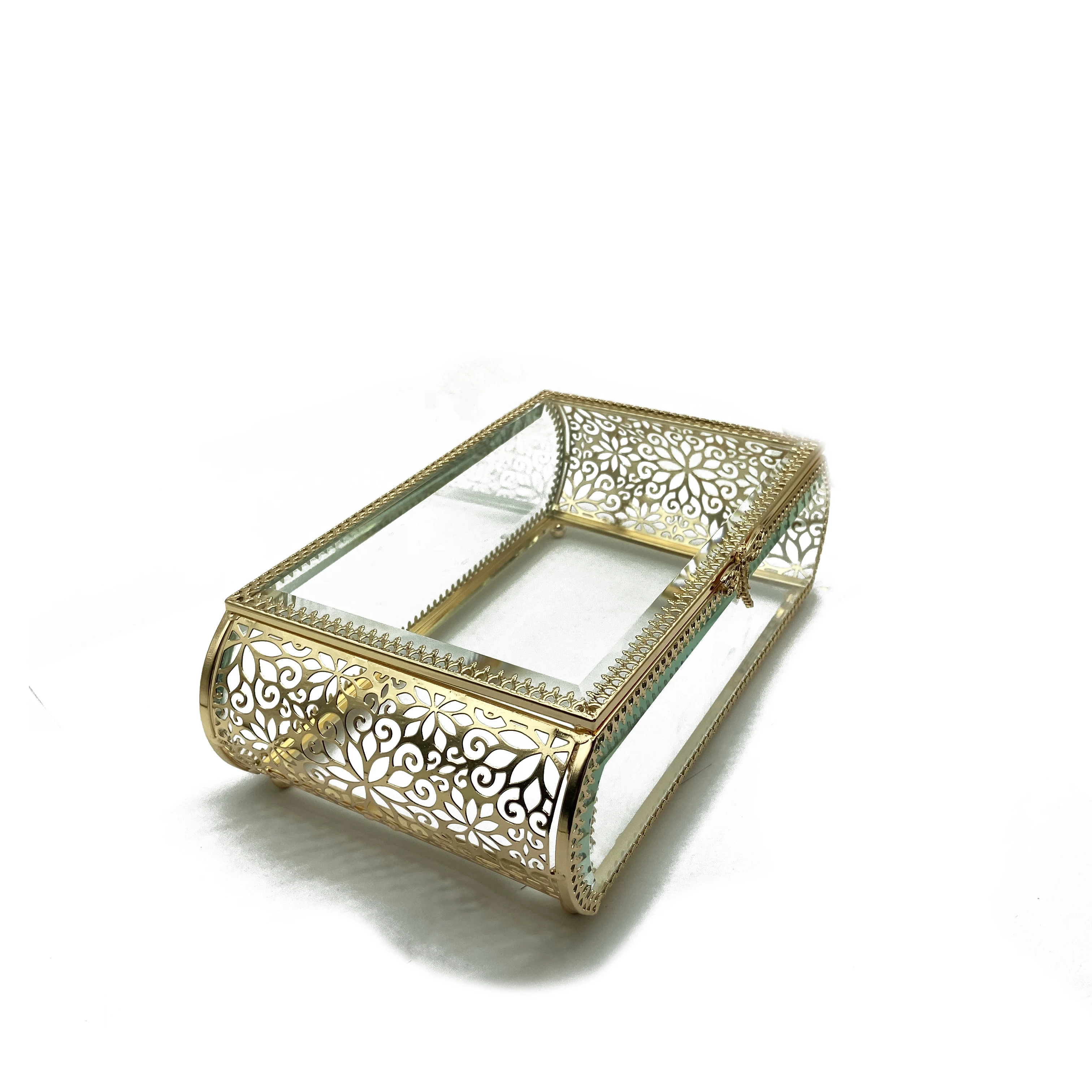 
luxury Metal Glass Jewelry Display Box 