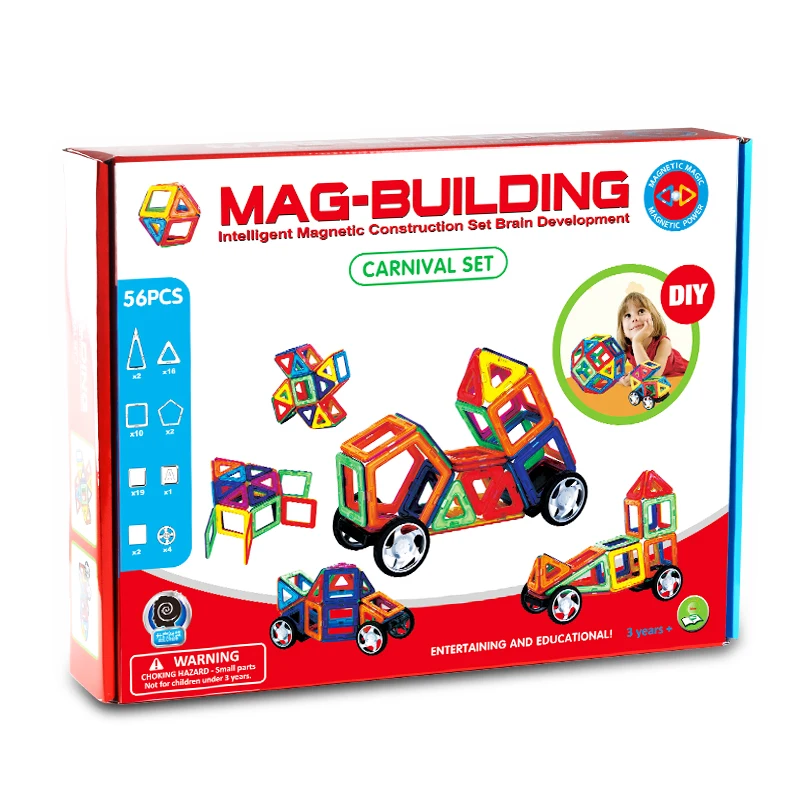 
56pcs 3D Wisdom DIY Magnet Building Blocks Set Preschool Montessori Educational Toy with GCC/ASTM/EN71/CE/AS/NZS Certificate 