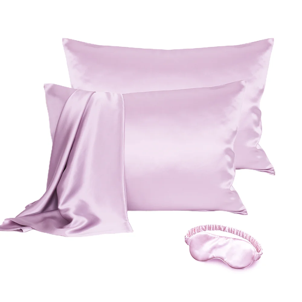 Бесплатный Логотип нежный светло-фиолетовый домашная кровать наволочка набор красивый внешний вид легко очистить 100% шелк тутового шелкопряда наволочка