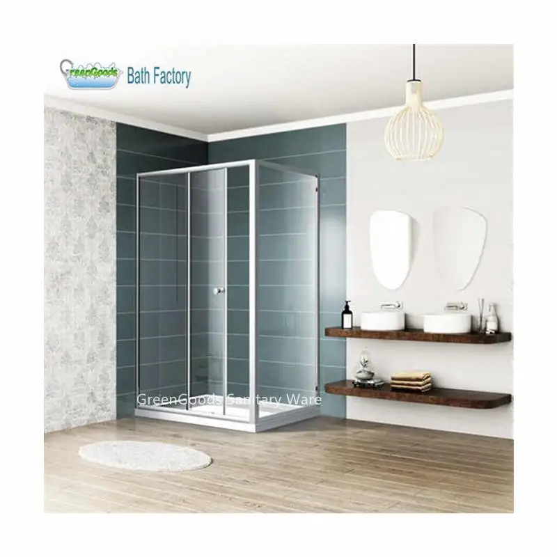 Shower Room Complete Tempered Glass Corner Bathroom Sliding Shower Cabin