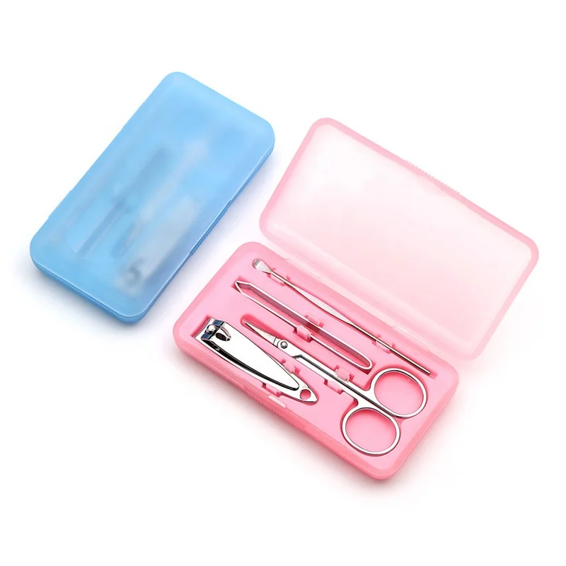 Promotion stainless steel Nail Clipper Scissor Tweezers Pedicure Tool kit mini gift Box Manicure Sets for mothers day gifts 2021
